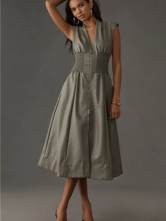Anthropologie Dresses & Skirts - The Tommie Cap-Sleeve Smocked Front-Zip Shirt Dress by Anthropologie